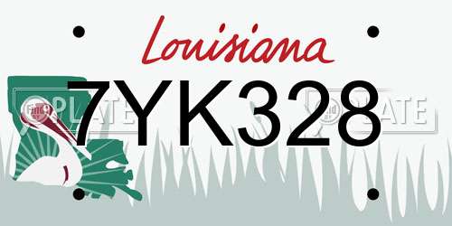 7YK328 Louisiana License Plate