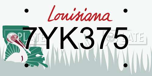 7YK375 Louisiana License Plate