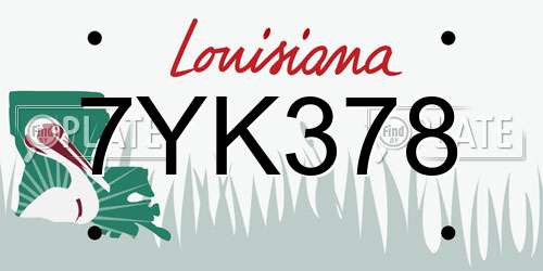 7YK378 Louisiana License Plate