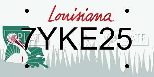 7YKE25 Louisiana License Plate