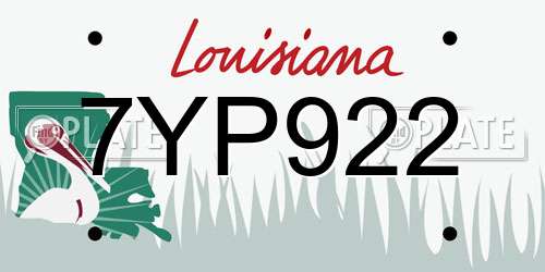 7YP922 Louisiana License Plate