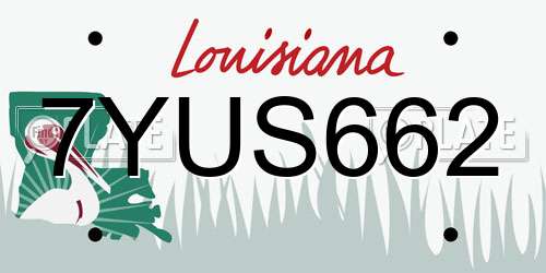 7YUS662 Louisiana License Plate