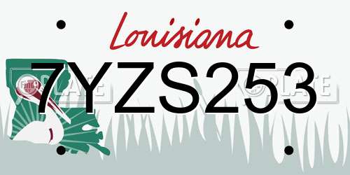 7YZS253 Louisiana License Plate