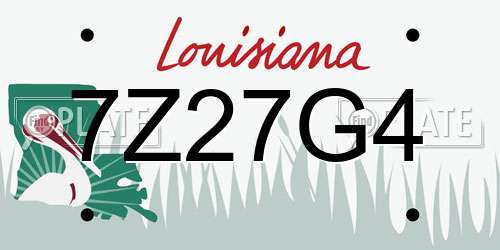 7Z27G4 Louisiana License Plate