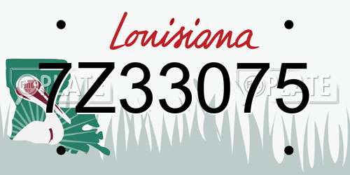 7Z33075 Louisiana License Plate