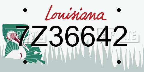 7Z36642 Louisiana License Plate