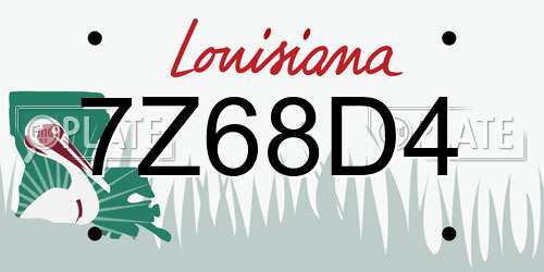 7Z68D4 Louisiana License Plate