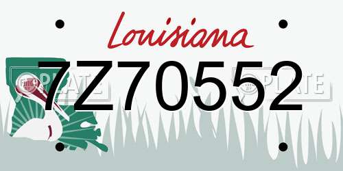 7Z70552 Louisiana License Plate