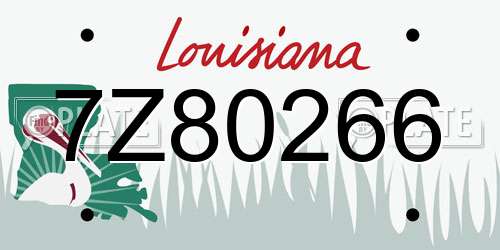 7Z80266 Louisiana License Plate