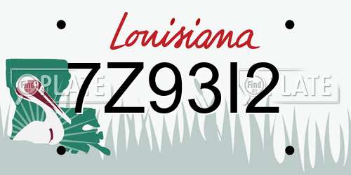 7Z93I2 Louisiana License Plate