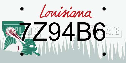 7Z94B6 Louisiana License Plate