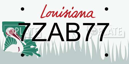 7ZAB77 Louisiana License Plate