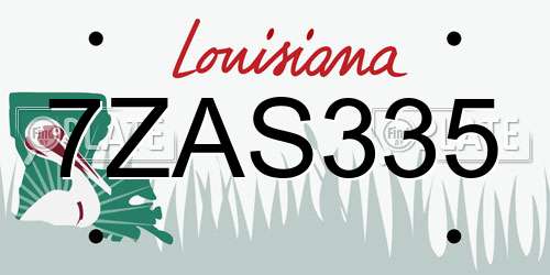 7ZAS335 Louisiana License Plate