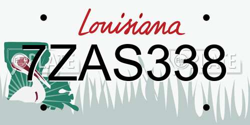 7ZAS338 Louisiana License Plate