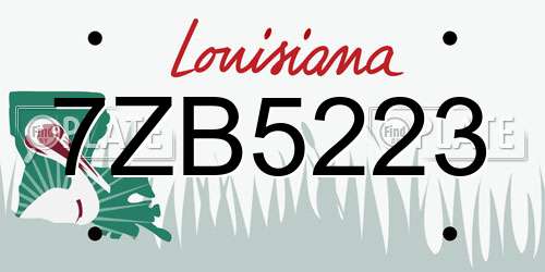 7ZB5223 Louisiana License Plate