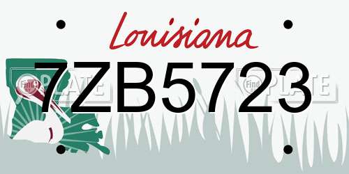 7ZB5723 Louisiana License Plate