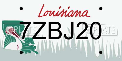 7ZBJ20 Louisiana License Plate