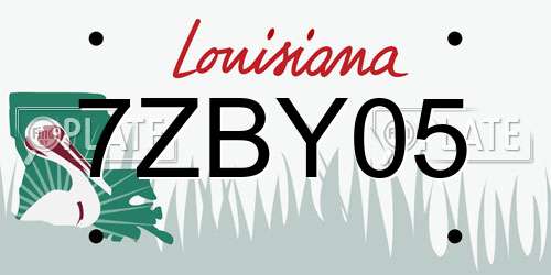 7ZBY05 Louisiana License Plate