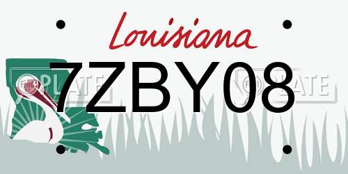 7ZBY08 Louisiana License Plate
