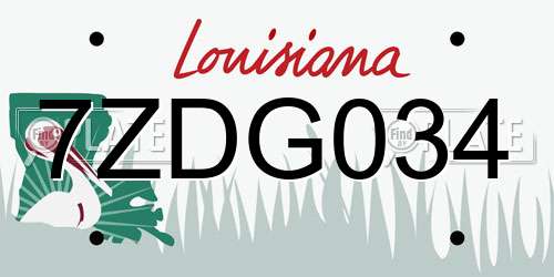7ZDG034 Louisiana License Plate