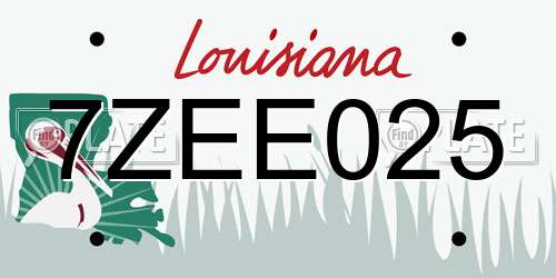 7ZEE025 Louisiana License Plate