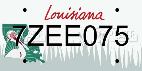 7ZEE075 Louisiana License Plate
