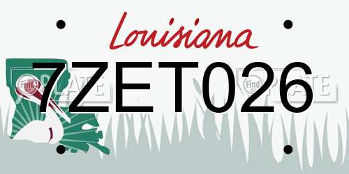 7ZET026 Louisiana License Plate
