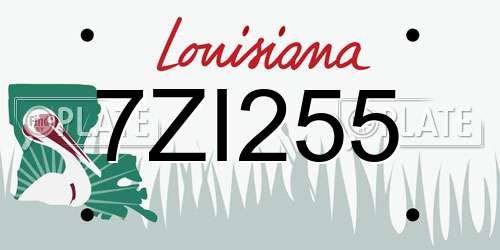 7ZI255 Louisiana License Plate