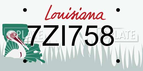 7ZI758 Louisiana License Plate