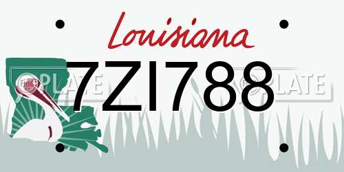7ZI788 Louisiana License Plate