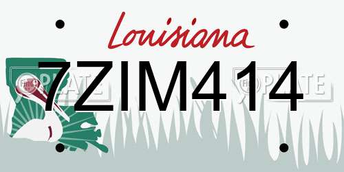 7ZIM414 Louisiana License Plate