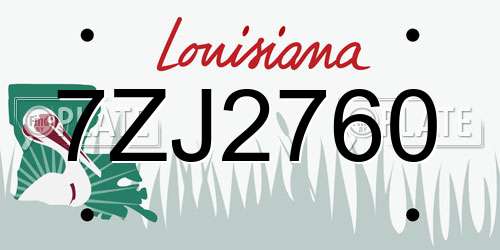 7ZJ2760 Louisiana License Plate