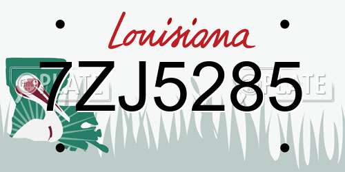 7ZJ5285 Louisiana License Plate
