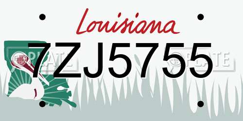 7ZJ5755 Louisiana License Plate
