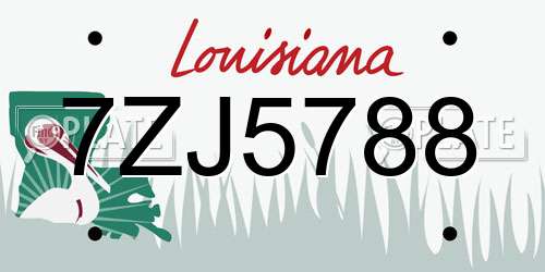 7ZJ5788 Louisiana License Plate