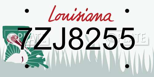 7ZJ8255 Louisiana License Plate