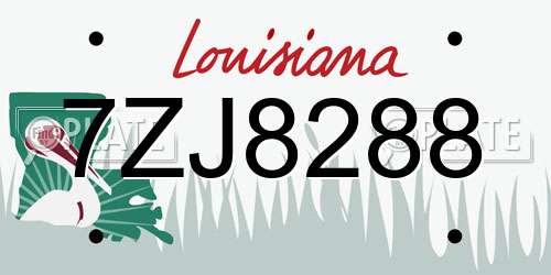7ZJ8288 Louisiana License Plate