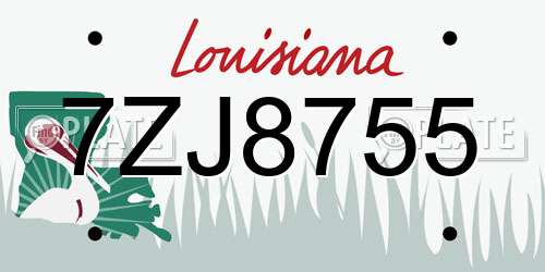 7ZJ8755 Louisiana License Plate