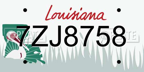 7ZJ8758 Louisiana License Plate