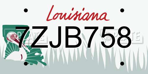 7ZJB758 Louisiana License Plate