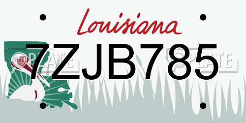 7ZJB785 Louisiana License Plate