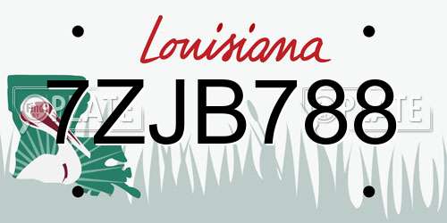 7ZJB788 Louisiana License Plate