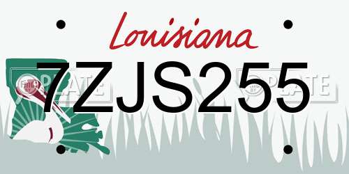 7ZJS255 Louisiana License Plate