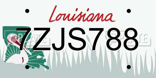 7ZJS788 Louisiana License Plate