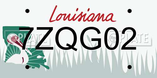 7ZQG02 Louisiana License Plate