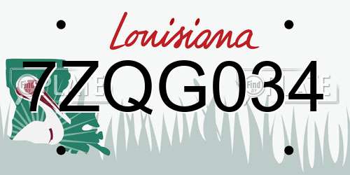 7ZQG034 Louisiana License Plate