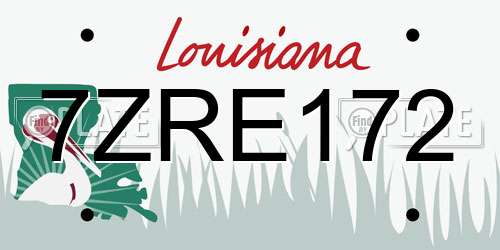 7ZRE172 Louisiana License Plate