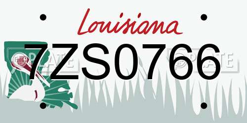 7ZS0766 Louisiana License Plate