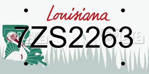 7ZS2263 Louisiana License Plate