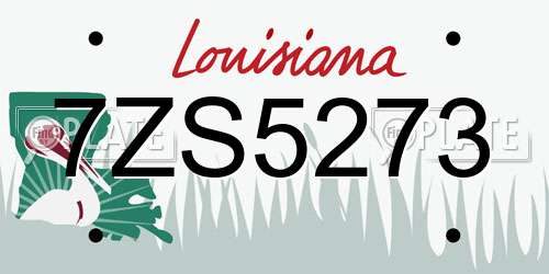 7ZS5273 Louisiana License Plate